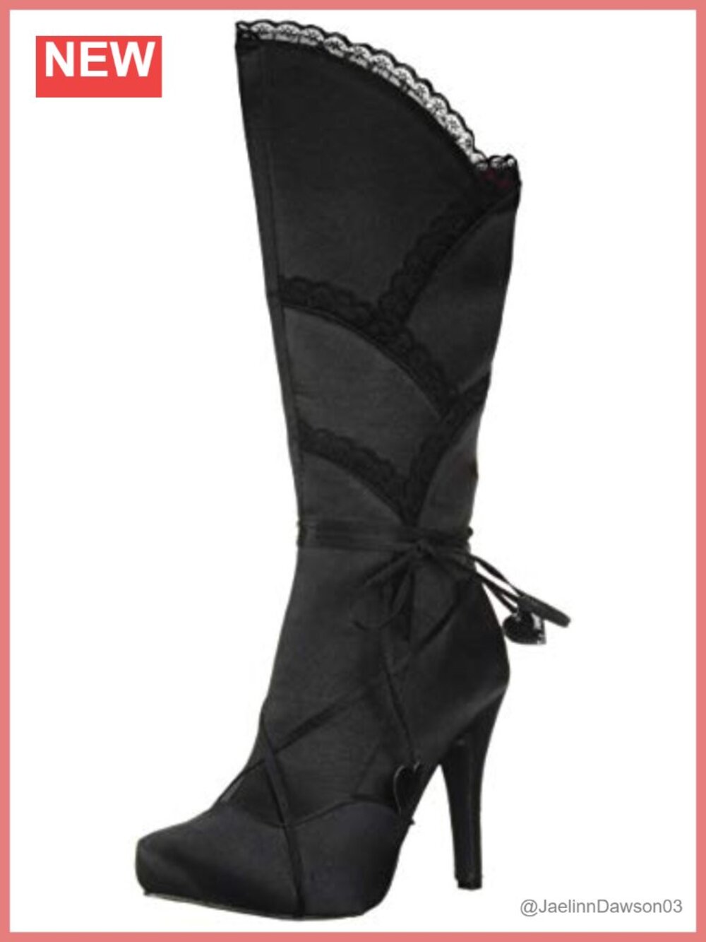 Knee-High Platform Gothic Boots with Bow & Rhinestones